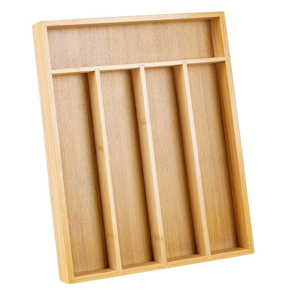 3-grid Bamboo Kitchen Drawer Organizer Knife Box Bamboo Cutlery Storage Box   Divided Storage Box for Tabletop and Drawer