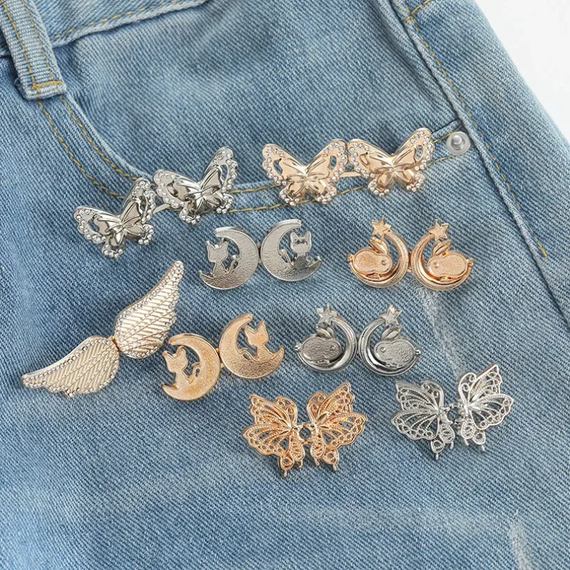 Bowknot Button Adjuster for Pants and Skirts Waist Tightener Adjustable Waist Buckle for Jeans No Sewing Required Easy To Use
