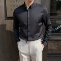 Shirts for Men Long Sleeve British Style Solid Casual Anti-wrinkle Soft Slim Fit Formal Dress Shirt Men Clothing Oversized 7XL-S