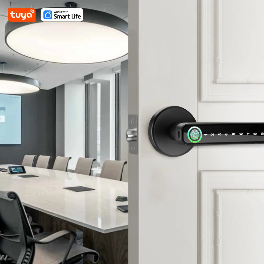 Tuya Smart Lock Fingerprint Door Lock With Handle,IC Card,App Control,Passcode Unlock Electronic Touchscreen Keypad