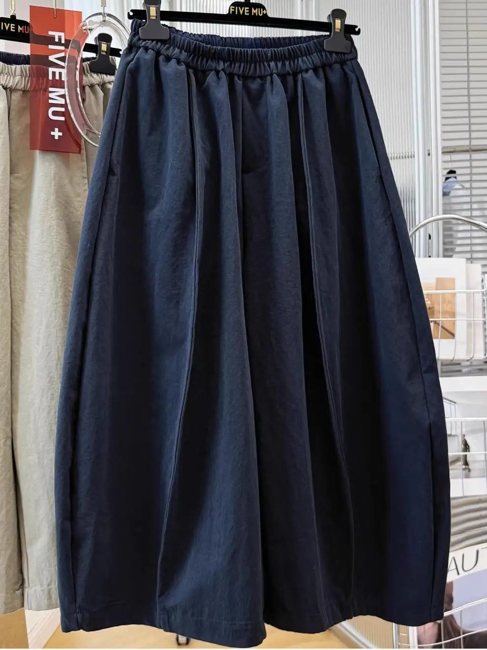 Women Elastic Waist Loose Wide Leg Cropped Casual Pants Lightweight Baggy Culottes