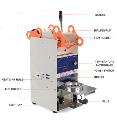 Cheap Price 69mm Wholesale Electric Cup Sealer Small Size Plustic Water Milk Tea Jam Manual Cup Sealing Machine