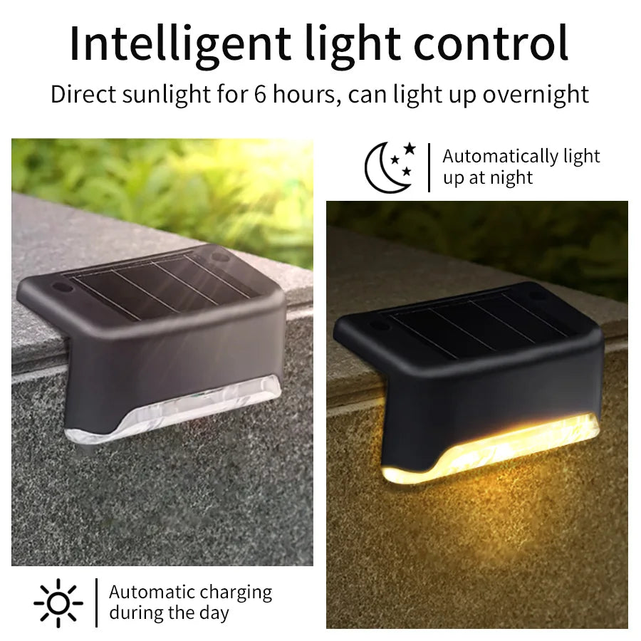 LED Solar Staircase Light Waterproof Passage Patio Courtyard Guardrail Step Lamp for Outdoor Garden Borders Terrace Fence Light