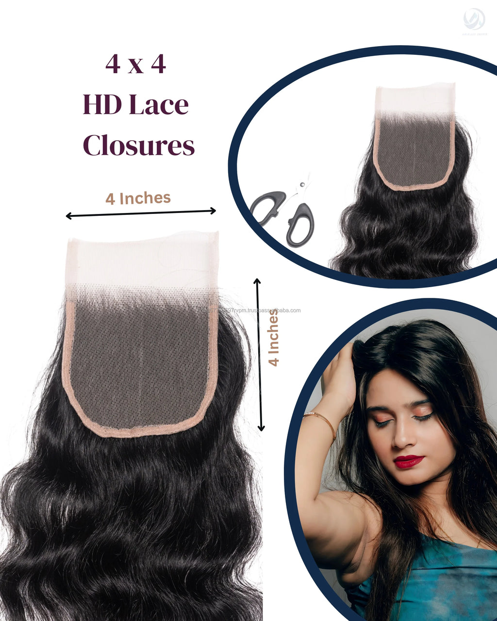 4x4 HD Lace Frontals 100% Virgin Remy Indian Hair Peruvian Human Hair in Natural Brown and Black 100 Gram Weight for Women