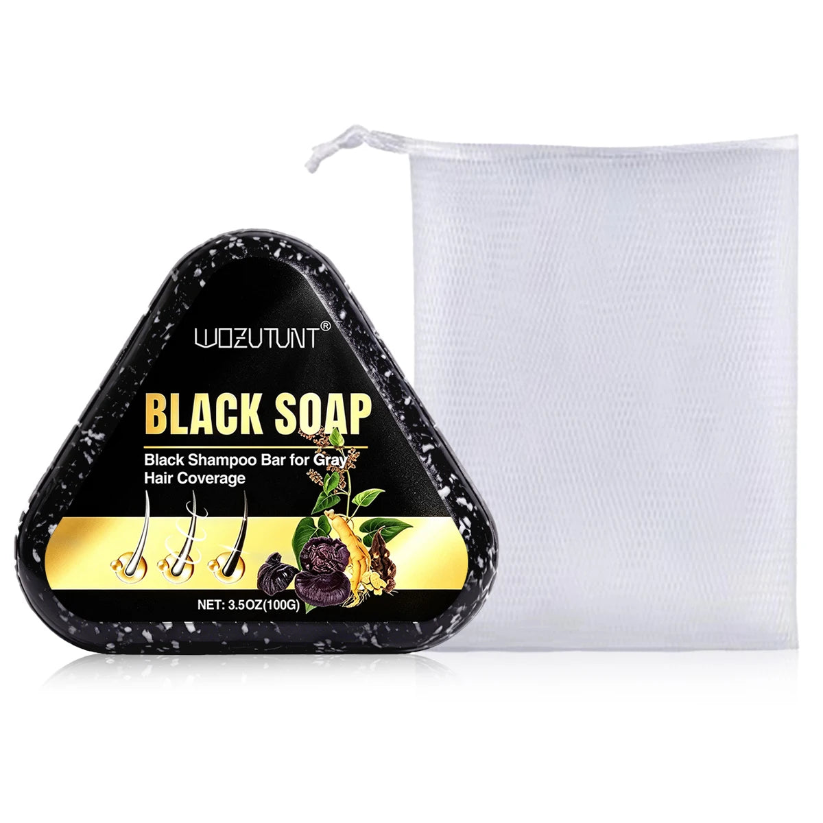 Natural Black Hair Shampoo Soap Ganoderma Polygonum Multiflorum Nourishing Gradually Repairing Gray Hair Herbal Hair Growth Soap