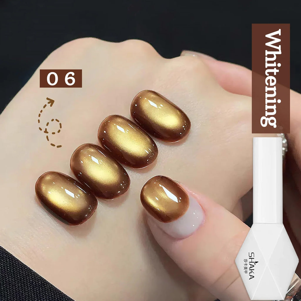 1-4pcs WS Autumn Winter Nails Pink Gold Cat's Eye Gel Nail Polish Glue Super Flash Golden Pink Porcelain White Glass Beads Gel