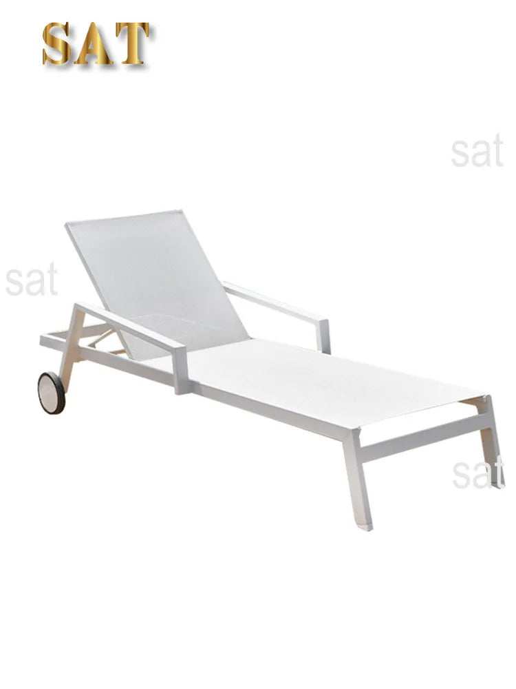 jd-Swimming Pool Sunbed Aluminum Daybed Beach Sun Loungers Outdoor Furniture Outdoor Daybed Wicker Lounger Stretch  for Garden！