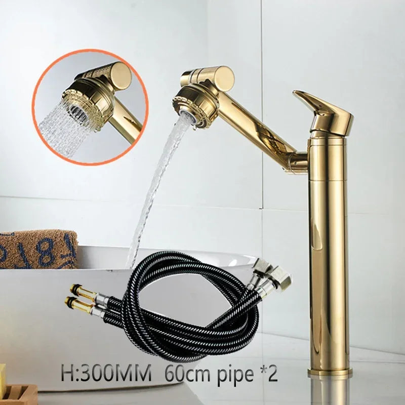 1080° Swivel Bathroom Sink Faucet Basin Faucet Mixer Deck Mounted Splash Proof Water Tap Shower Head Aerators Tapware