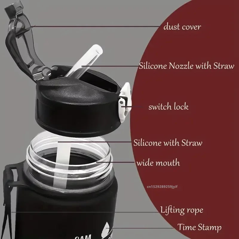 800ML Sports Water Bottle with Time-Tracking Straw Leak Proof Locking Flip Cover for Easy Carry Ideal for Outdoor Adventures