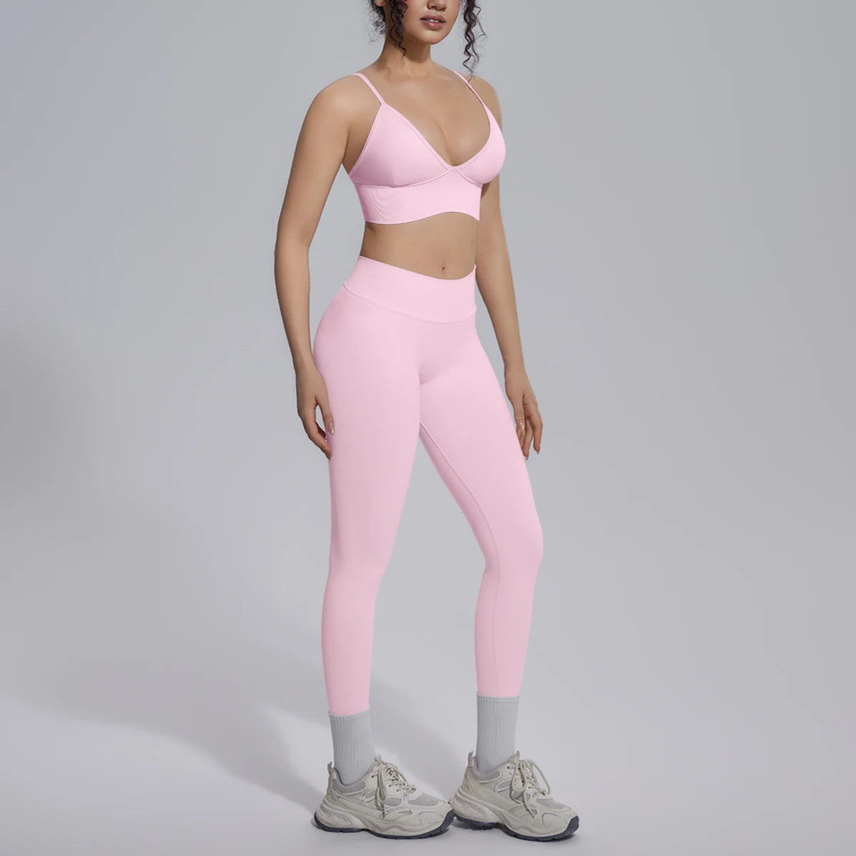 2PCS Woman Yoga Set Shockproof Workout Top Sexy Yoga Bra with Chest Pad High Stretch Seamless Fitness Pants Gym Yoga Set
