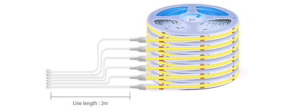 DC12V DuPont LED Light Cob Strips 1m -5m with 2M Cable Wire Under Cabinet Light for Centralized Control Lamp Kitchen Lighting