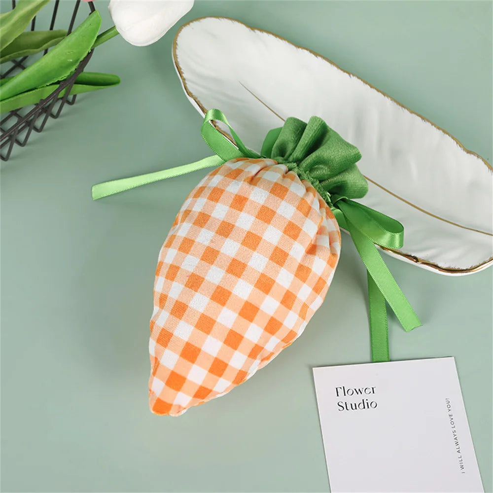 1Pc/10Pcs Easter Carrot Gift Bags Velvet Carrot Drawstring Bags Easter Candy Cookie Packaging for Kids Easter Decoration 2026