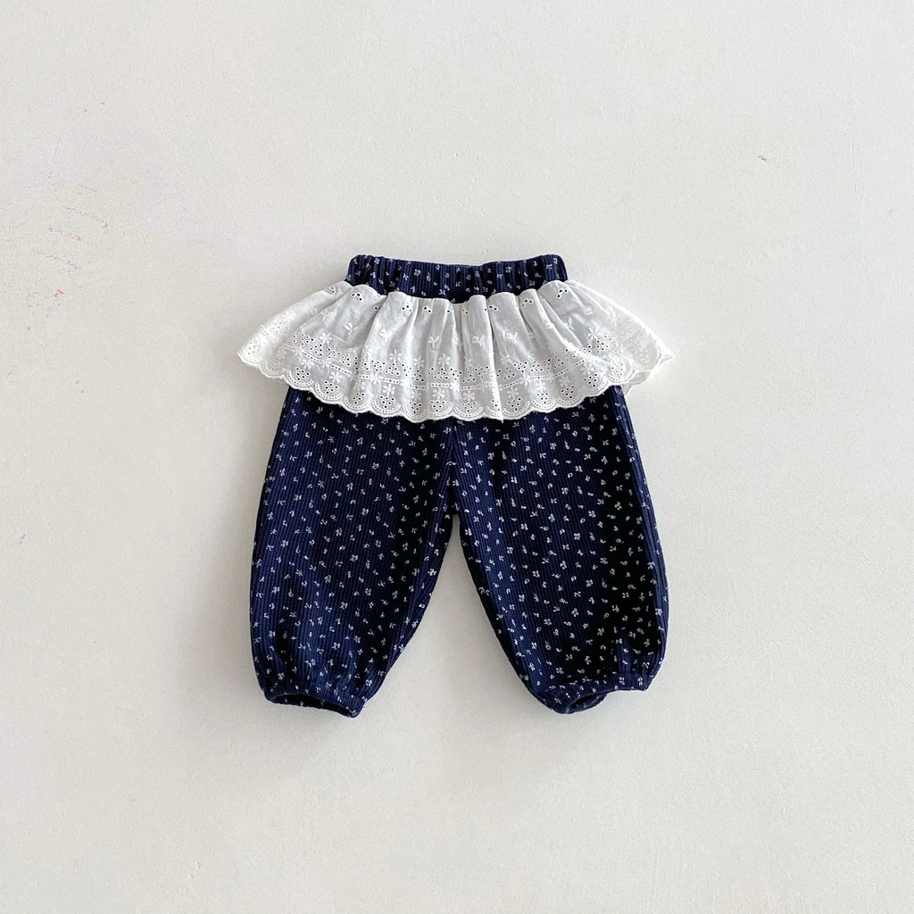 Autumn baby Girls' Leggings, Korean-Style Infant and Toddler Long Pants, 0-3 Years Old Children's Clothing, Outerwear Floral Cur