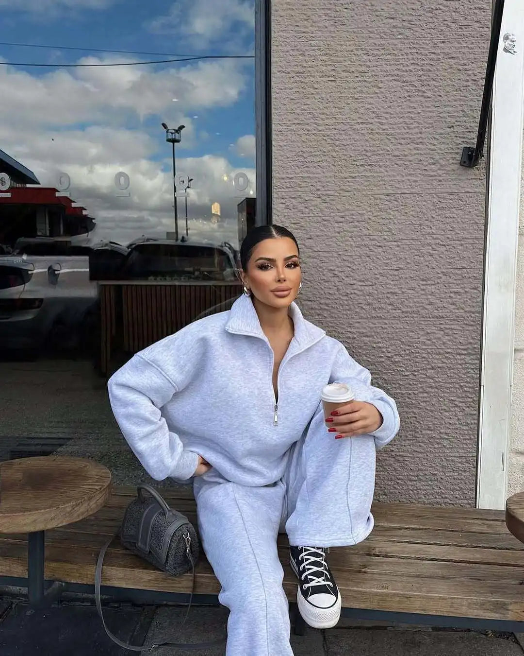 2025 Winter Casual New In Matching Sets 2 Pieces Set Woman Two Piece Outfits Women's Clothing Solid Color Pullover Long Sleeves