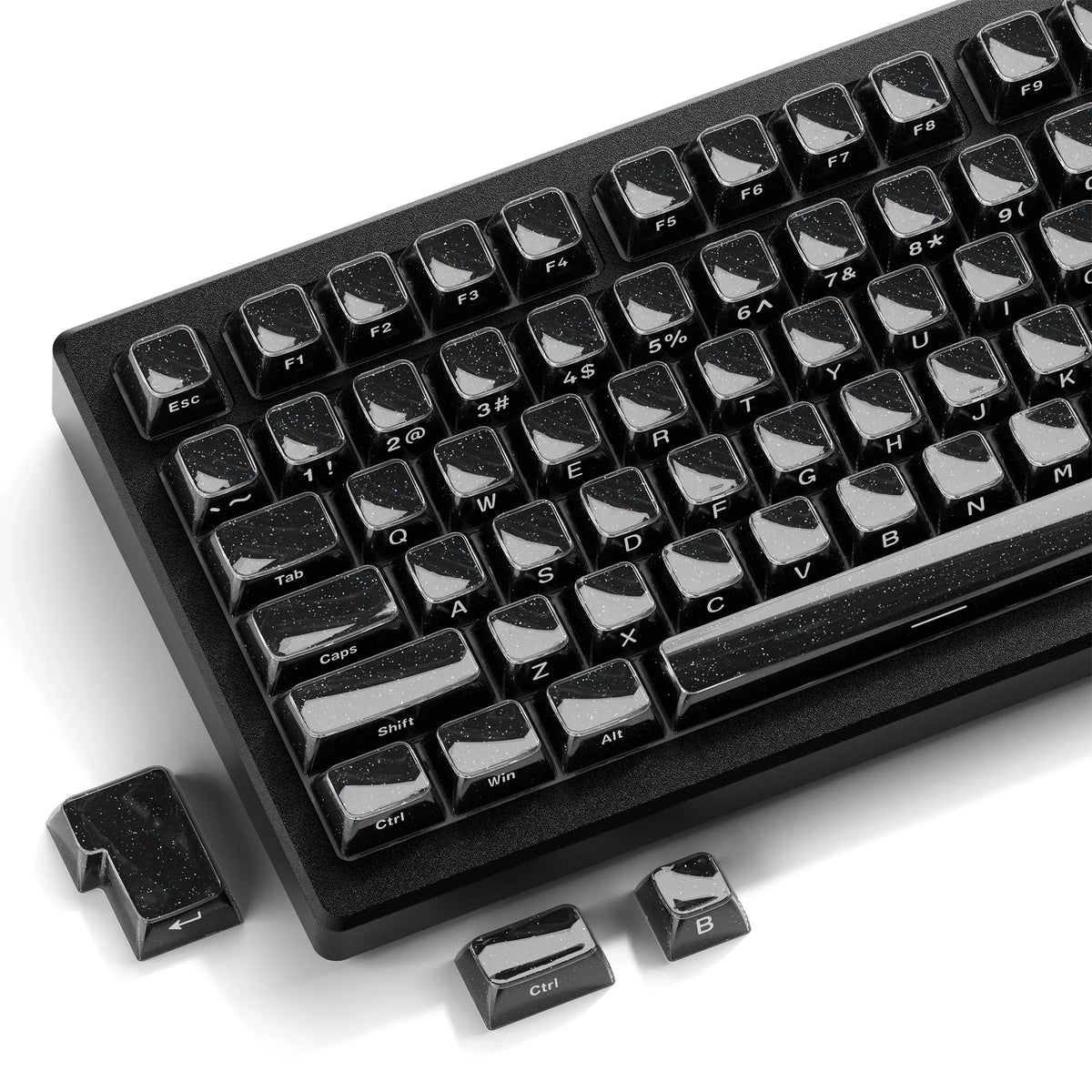 132 Keys Starry Black Crystal Jelly PBT Keycap Double Shot PC Keycaps for Gaming Mechanical Keyboard