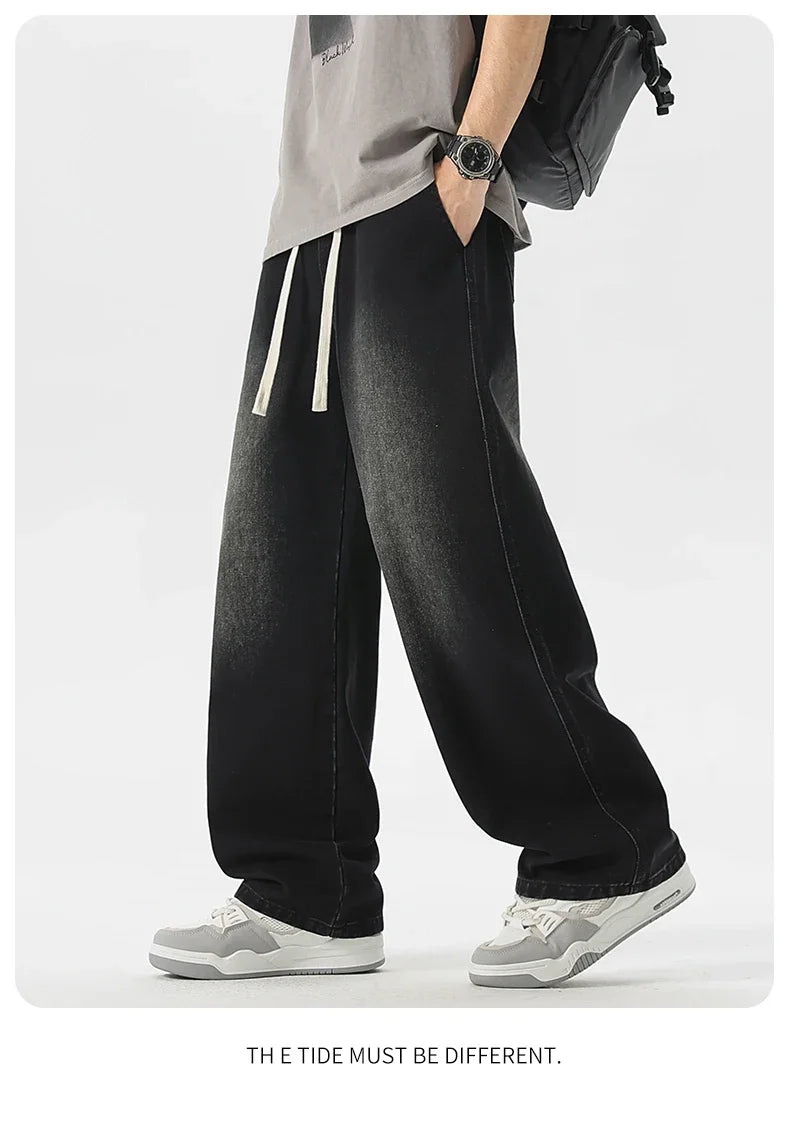 Men's Jeans American Loose Wide-leg Loose Straight Casual Trousers Street Hip-hop Baggy Jeans Black Grey Blue Streetwear Men
