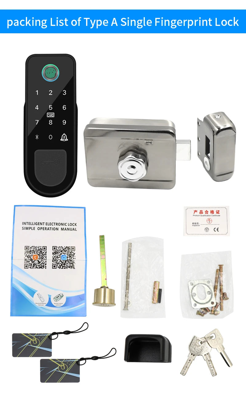 Support Tuya app Bluetooth app fingerprint intelligent door lock password RFID card wheel rim bolt lock electronic door lock