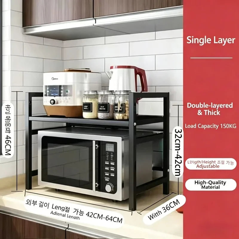 Kitchen Countertop 2Layer Microwave Oven Rack Shelf Seasoning Storage Holder Stand Household Kitchen Storage Organizer Furniture