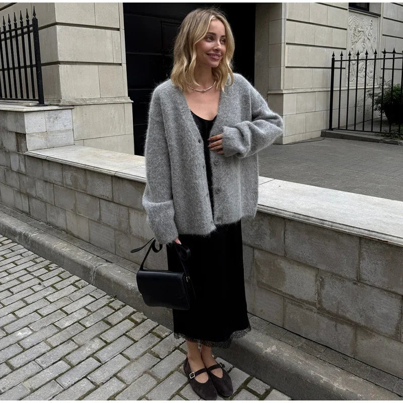 Casual Knitted Solid Cardigan Women Elegant Full Sleeve Single Breasted Sweater Female 2026 Autumn All-match Sweaters Lady