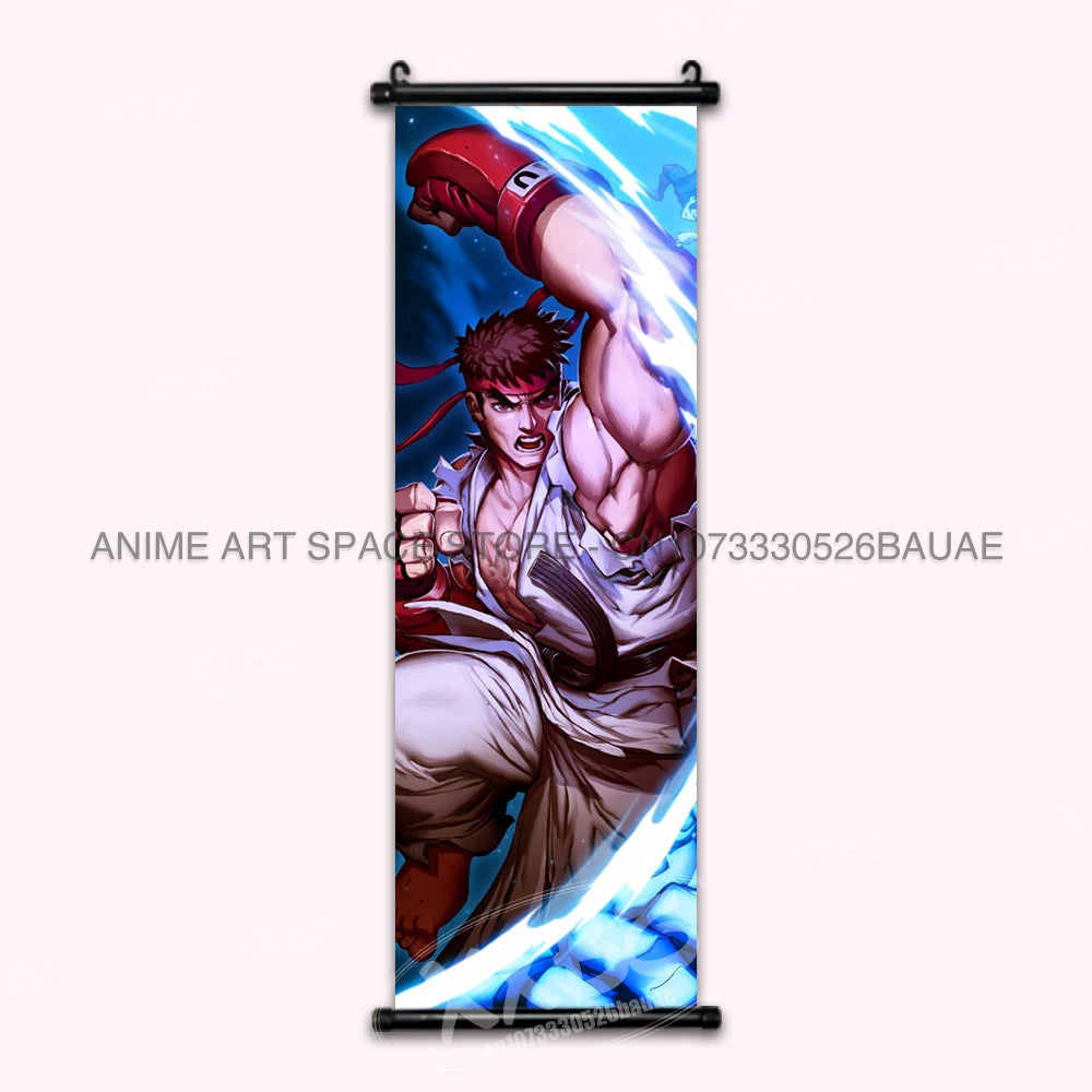 Street Fighter Hanging Painting Fighting Game Wall Artwork Gouken Scrolls Picture Sakura Kasugano Print Canvas Poster Home Decor