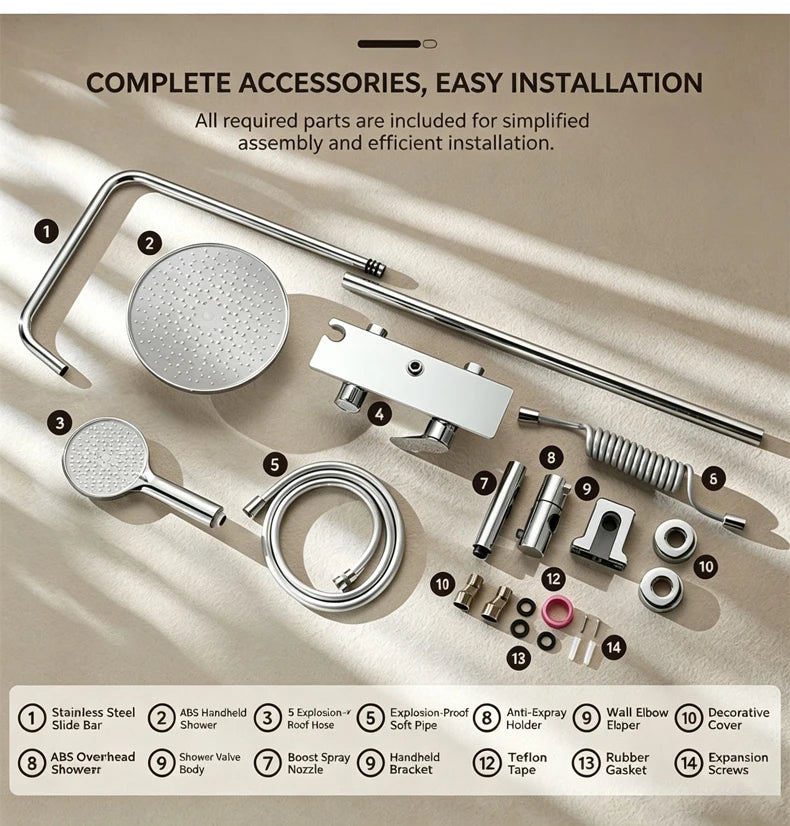Modern Various Bathroom Shower Set Wall Mounted Aluminum Rainfall Shower Faucet Set Bathtub Showers Full Kit