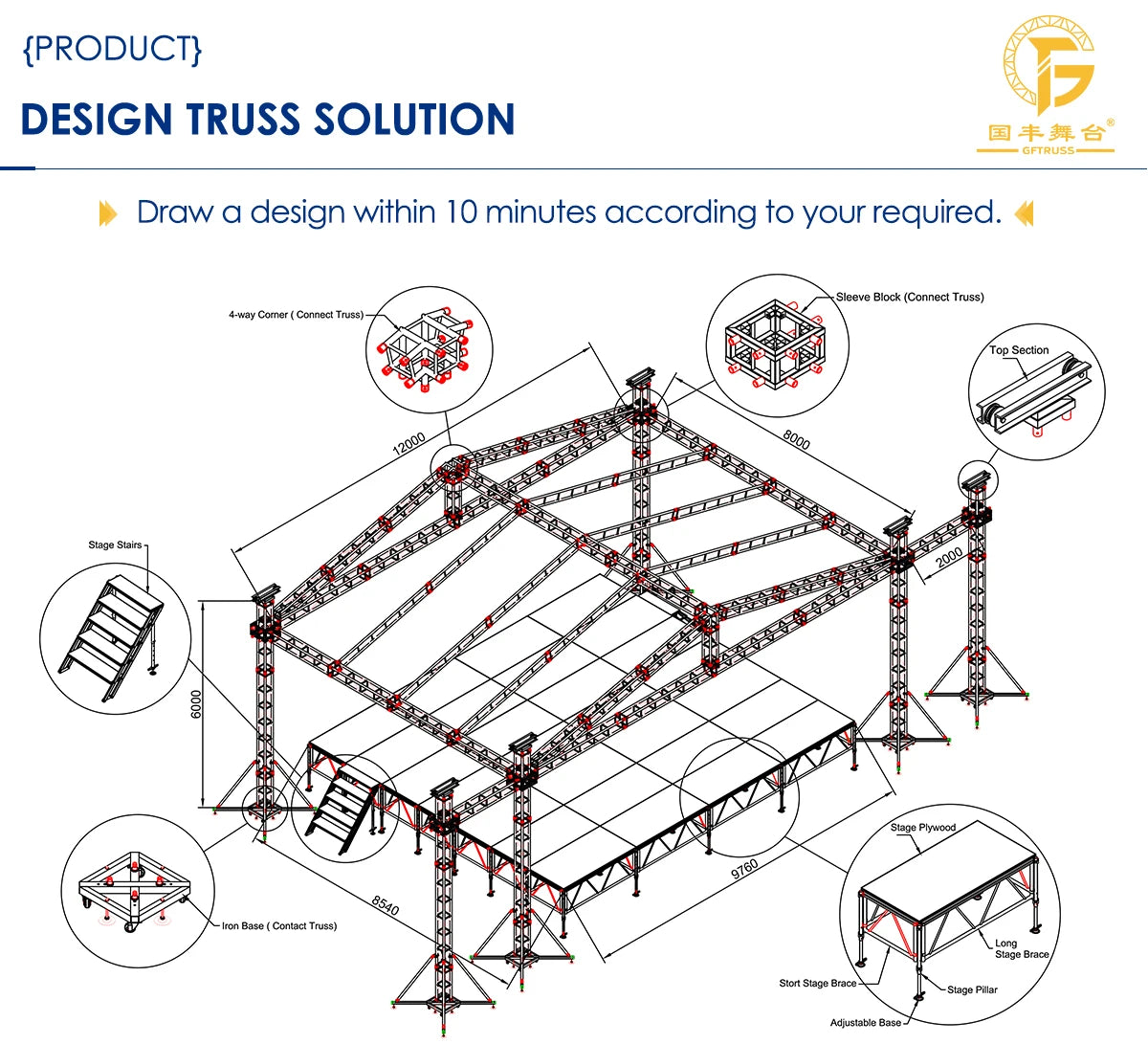 Aluminum Goal Post Truss System Customized LED Screen Speaker Lifting Tower for Shows Performances