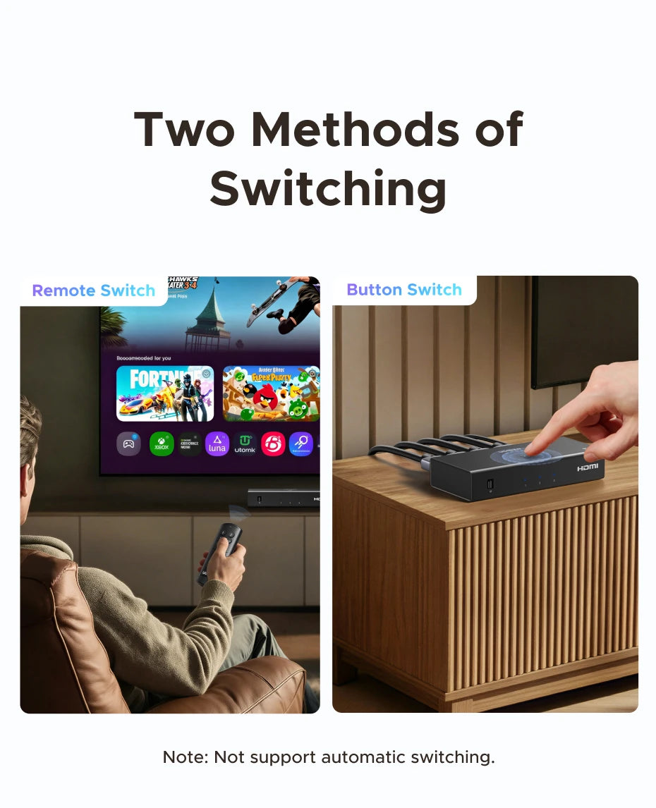 UGREEN HDMI 2.1 Switcher 8K 60Hz HDMI-compatible Switch 3 in 1 Out with Remote Control Converter For Xbox PS5 Monitors