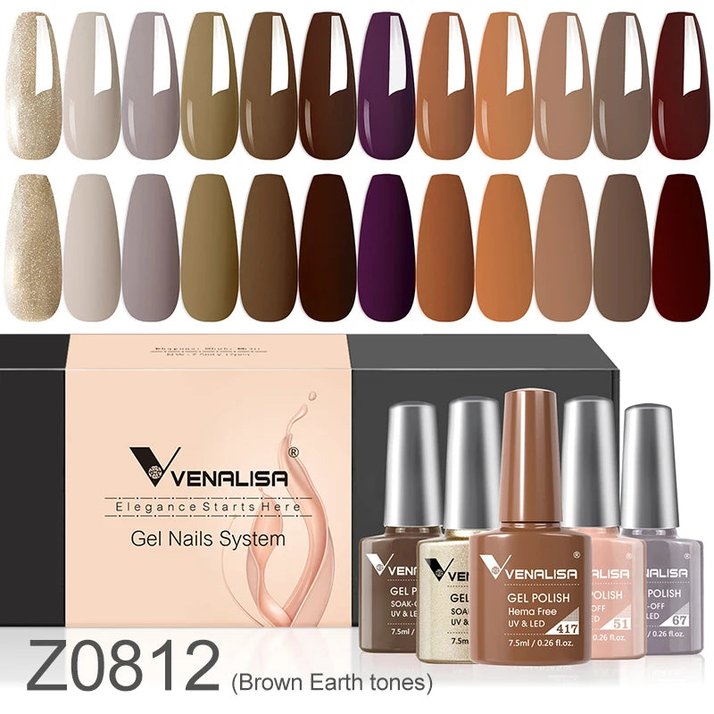 Venalisa TPO Free Earth Brown Autumn Color Collection Nail Gel Polish Soak Off UV LED Gel Varnish Gorgeous Gel Nail Manicure
