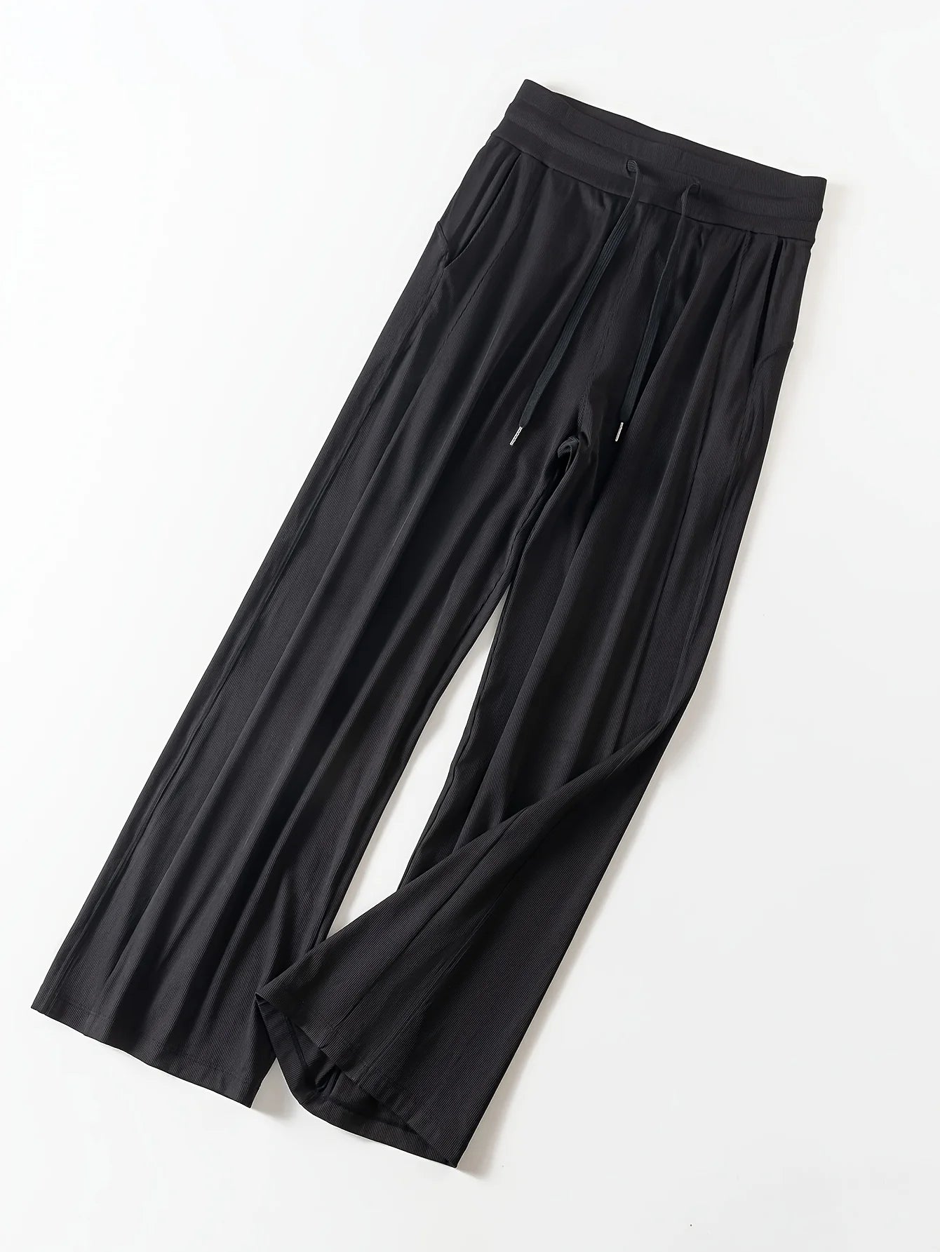 Women's New Naked Feeling Loose Drawstring Straight Pants, Outdoor Sports Long Pants, Mid Waist Slimming Wide Leg Casual Pants