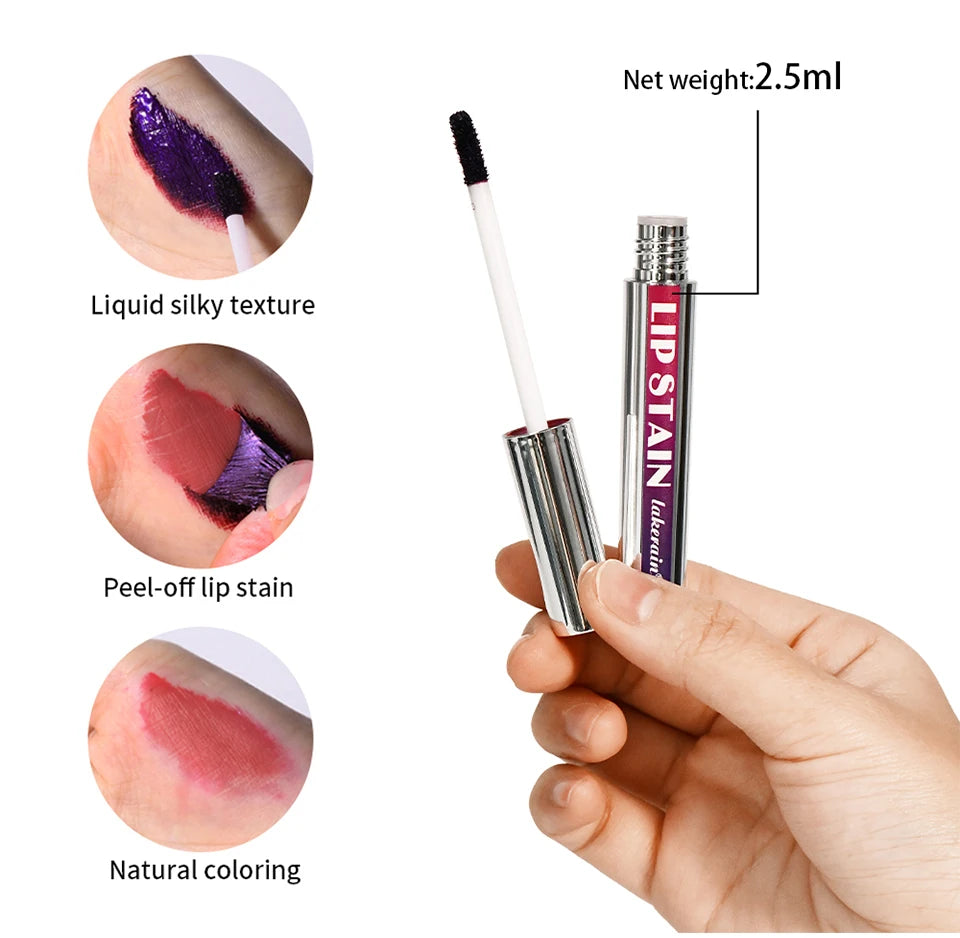 3pcs/set Peel Off Lip Stain Set Long-Lasting Waterproof Lip Tint Transfer Proof Non-stick Cup Natural Lip Stain Female Makeup