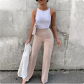 Office Lady Solid Color Pants Women's Slim Bell Bottom Pants Spring Classic Black Pants