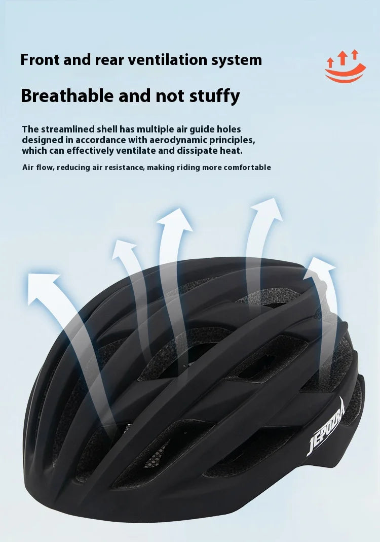 JEPOZRA Cycling Helmet Man Women LED Light Helmet Road Mountain Bike Helmet Bicycle Helmet Rechargeable Brim Design Helmet
