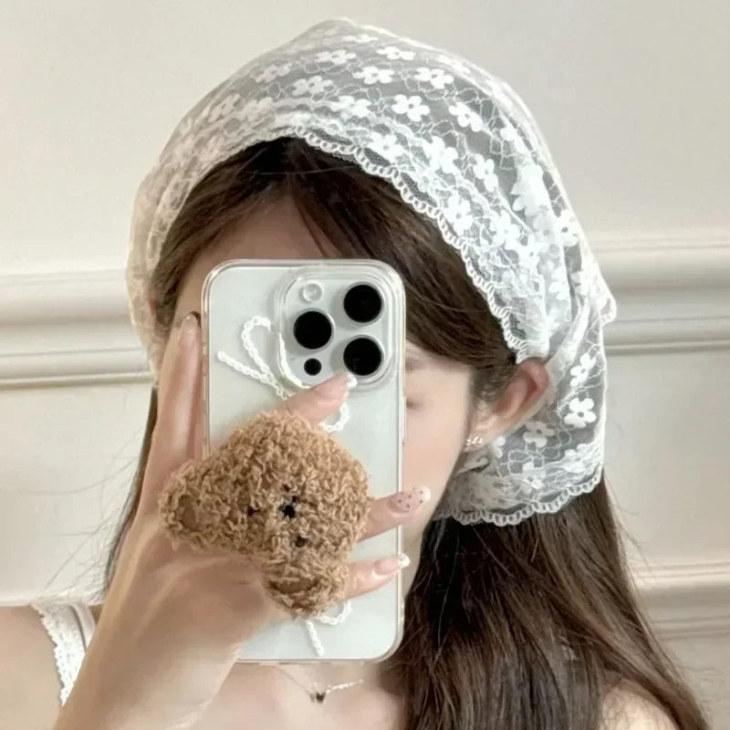 Summer Headwear Headdress with French Pastoral Triangle Hair Scarf Women Girls Lace Band