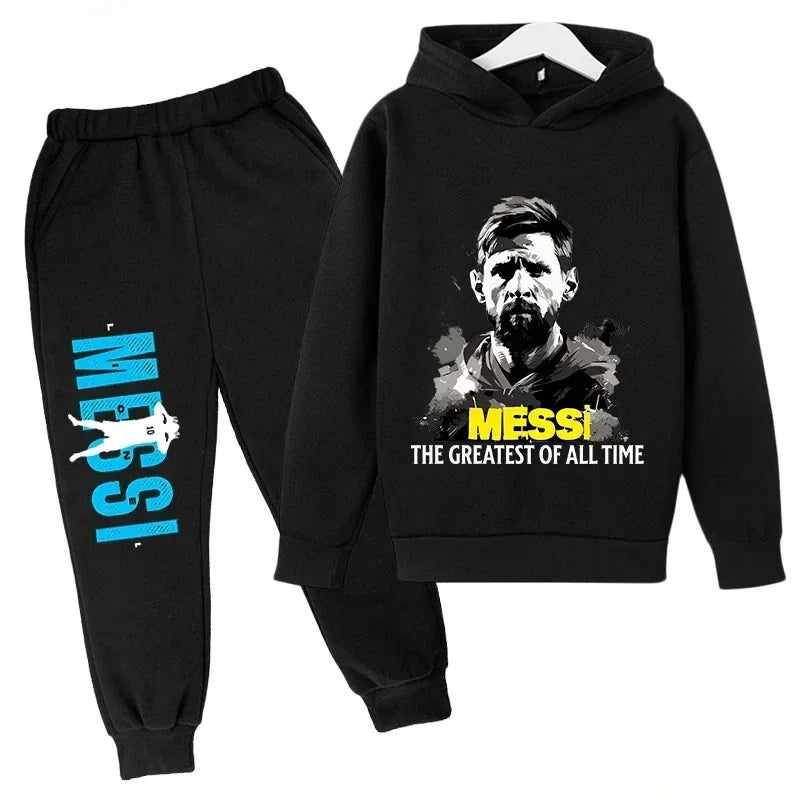 Spring Autumn Children's Set Sports Messi Print Hoodie Set Pants Suit 2pcs Set Boys Girls Kid Clothing Casual Fashion Tracksuit