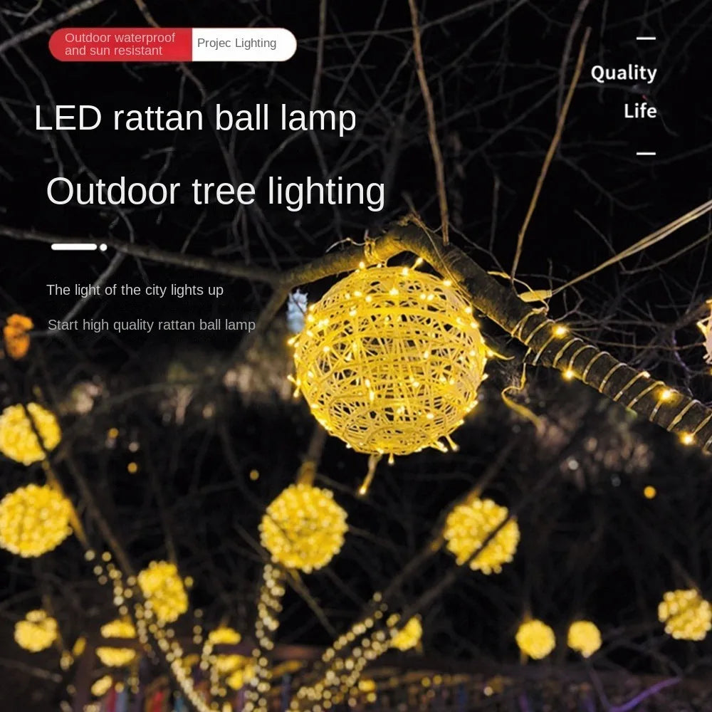 High Quality 20CM Hanging Light LED Light Multiple Colors Rattan Ball Fairy Light String Outdoor