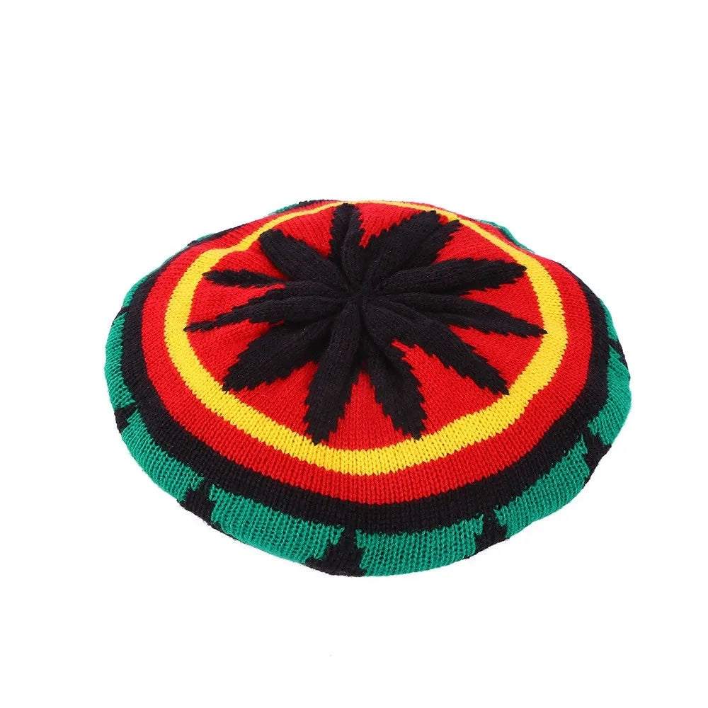 Trendy Striped Rasta Knitted Hats Beret Slouchy Beanie Classic Color Block Skullies Cap Fall Winter Beanie Beret For Women Men