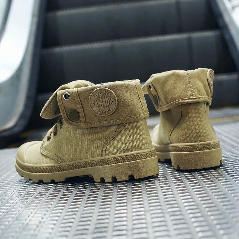 Boots Woman Ankle Canvas Shoes Women Military Motorcycle Riding Boots Spring and Autumn Europe Quality Retro Flanging Shoes