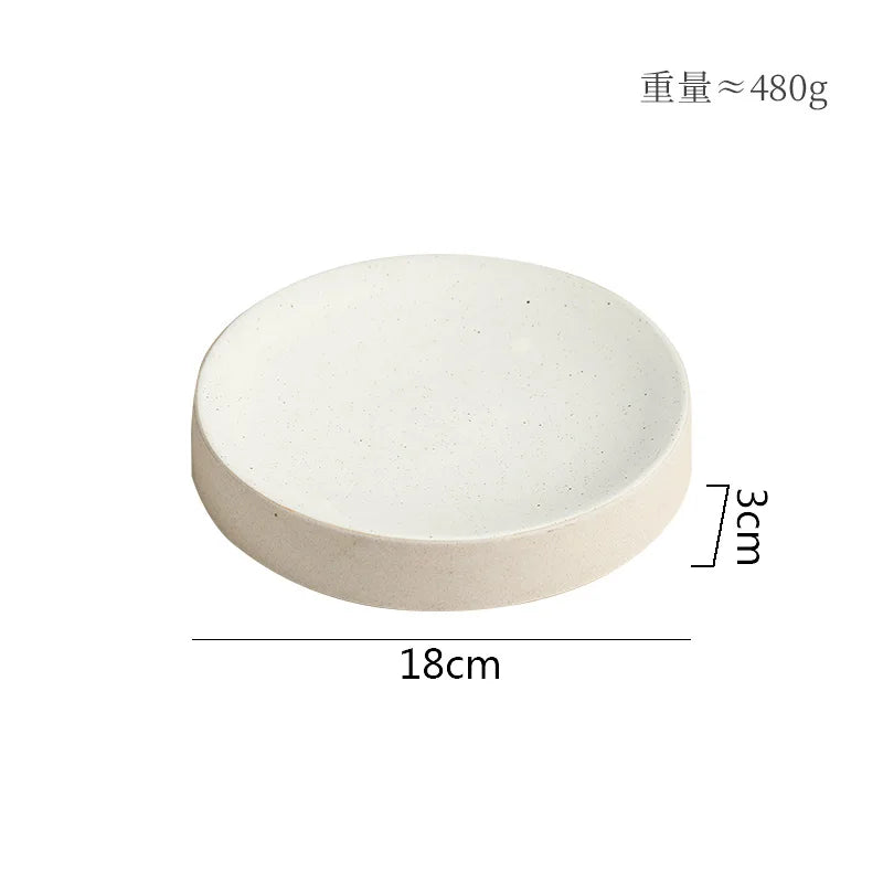 Retro Cylindrical Ceramic Plate Pasta Dish Dessert Snack Plate Steak Plate Sushi Plates Restaurant Molecular Cuisine Tableware