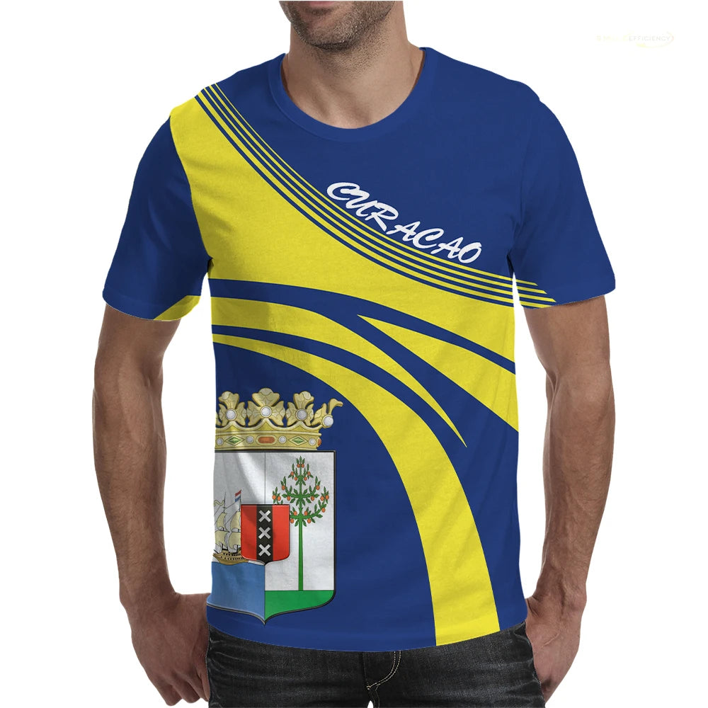 Republic Of Curacao Flag T-shirt 2024 Summer Casual Fashion Graphic T Shirts Men Football Sports Autonomous Day Designer Clothes