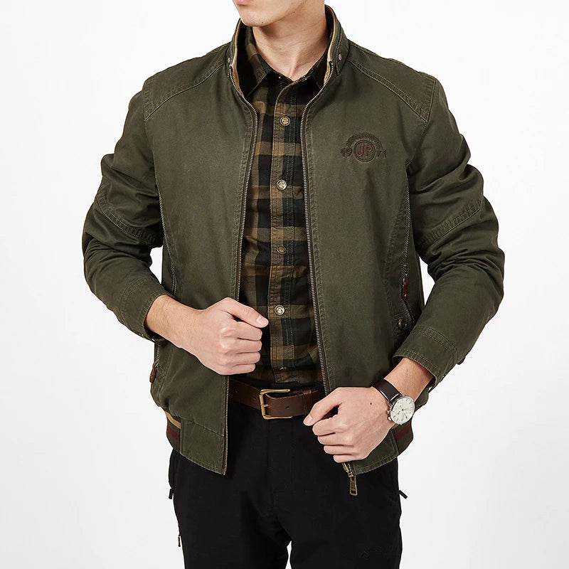 DIMUSI Autumn Men's Double-sided Military Jacket Casual Man Cotton Business Coats Fashion Men Multi-pocket Jackets Clothing 8XL