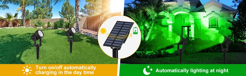 Solar Green Light Outdoor Garden Wall Lamp for Tree Street Decor IP65 Waterproof LED Landscape Countyard Solar Powered Light