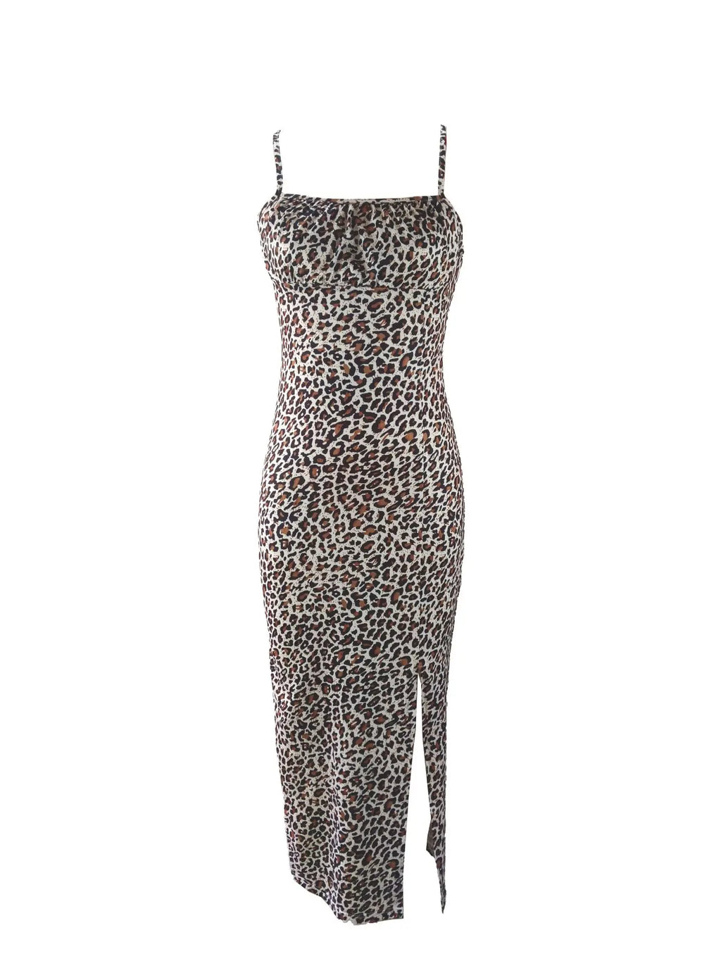Women's Summer Slip Dress Bandeau Tight Height Slit Solid Color Leopard Print Hip Skirt