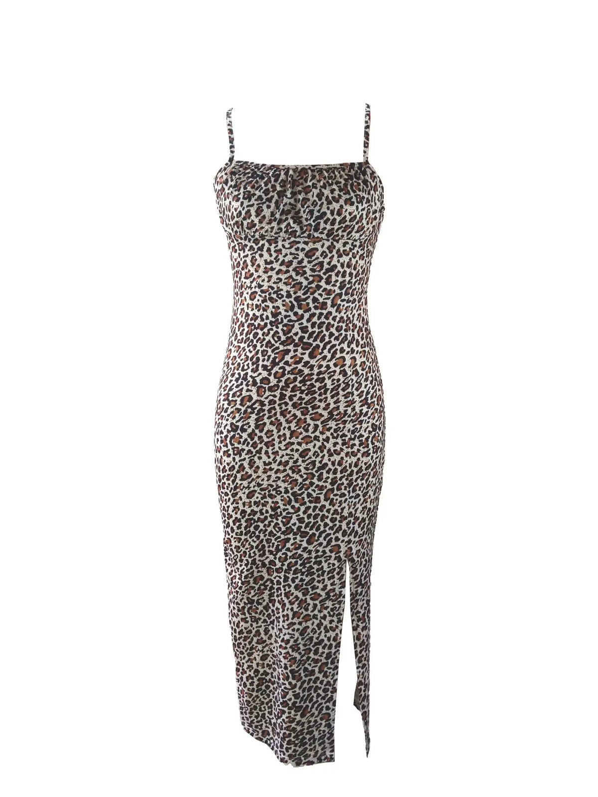 Women's Summer Slip Dress Bandeau Tight Height Slit Solid Color Leopard Print Hip Skirt