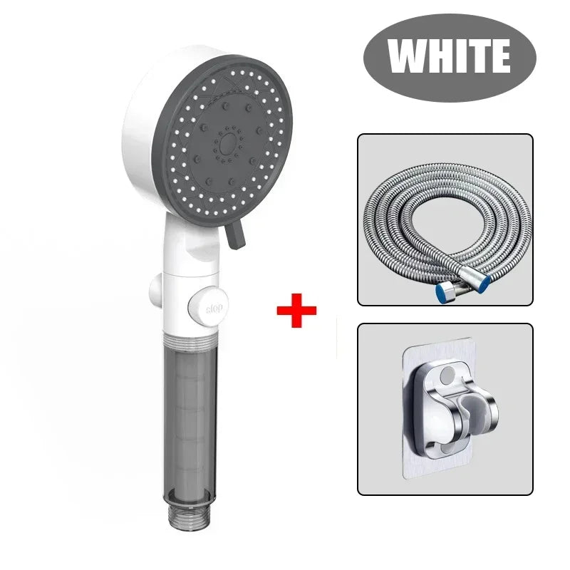 Bathing Showerhead Filtered Purify Water Filter One-Key on OFF Massage 10 Spray Modes High Pressure Shower Head Bath Accessory