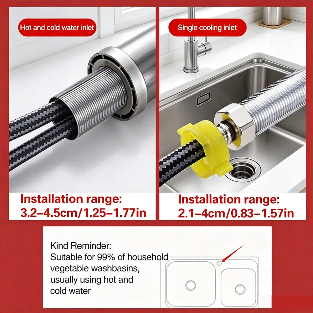 Stainless Steel Kitchen Faucet 360° Rotation Single Cold/Hot Cold Mixer Tap for Sink