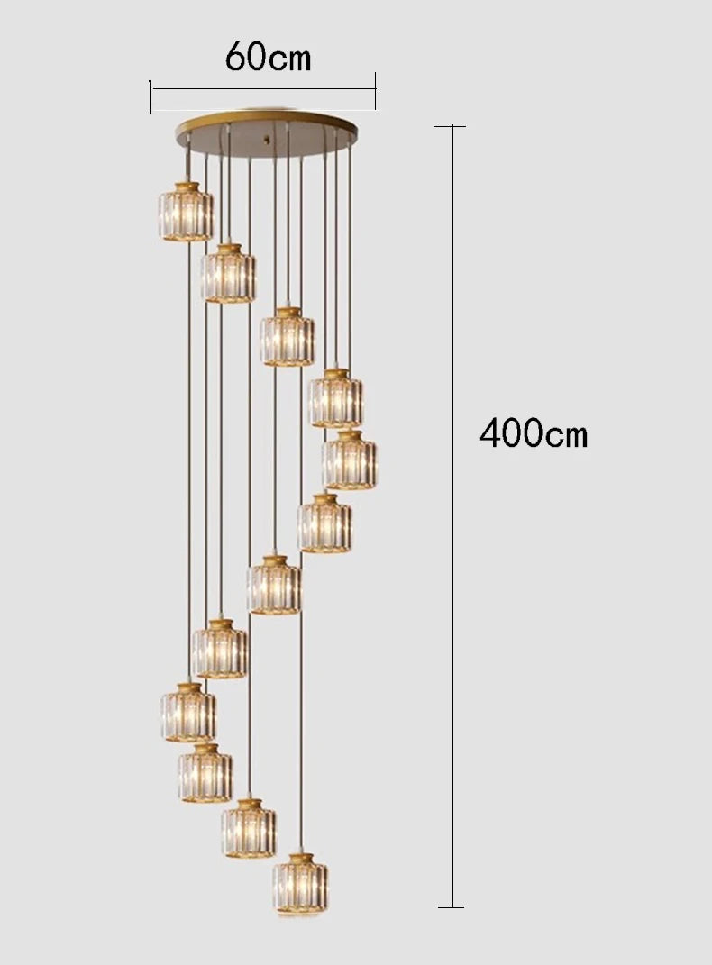 Staircase Pendant Lamp Modern Light Luxury Crystal Lamp Simple Living Room Lamp Duplex Hotel Lobby Interior Decoration Lighting