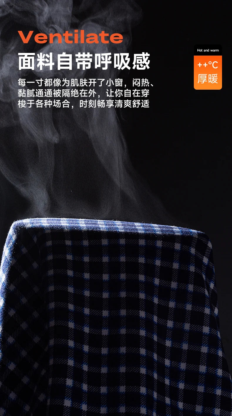 2025 Men's Autumn Winter Warm Long Sleeve Casual Plaid Shirts Thickern Fleece Check Shirts for Men Plus Size Male Office Clothes