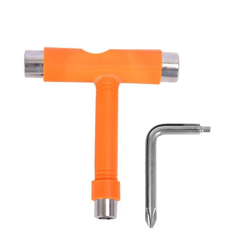 Skate Tools Multi-Function Portable Skateboard T Shape Accessory with Allen Key Phillips Head Wrench Screwdriver Tools Parts