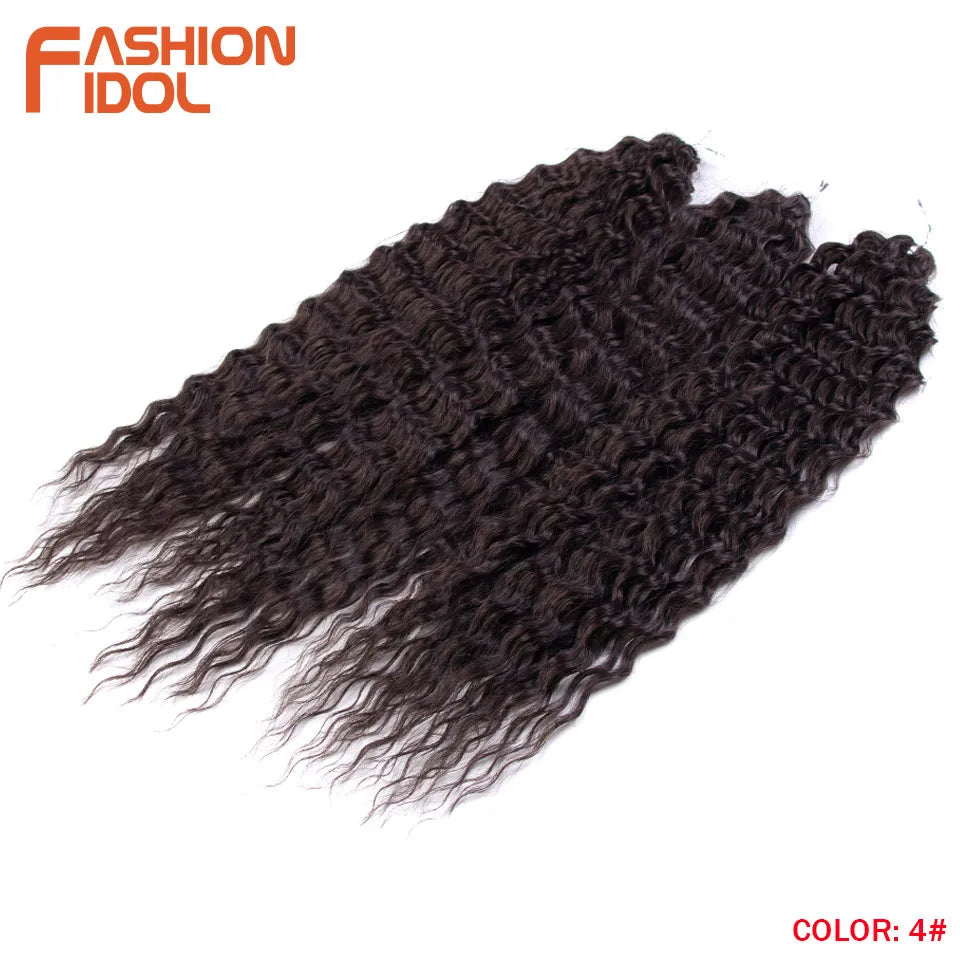 FASHION IDOL 24 Inch Ariel Hair Synthetic Crochet Curly Hair Water Wave Braid Hair Ombre Pink Deep Wave Braiding Hair Extensions