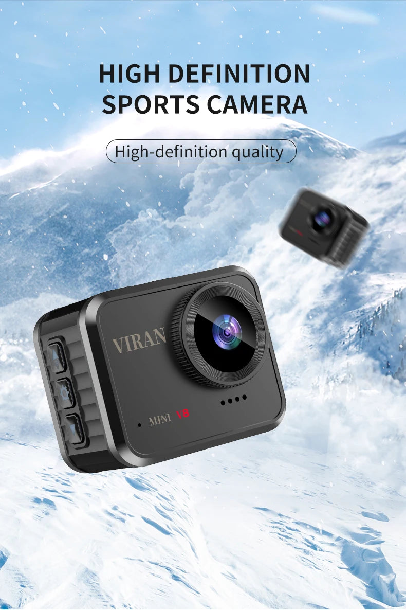Mini HD Action Camera with 1.54 Inch Screen Long Battery Life Portable for Cycling Outdoor Recording Includes 128GB Memory Card